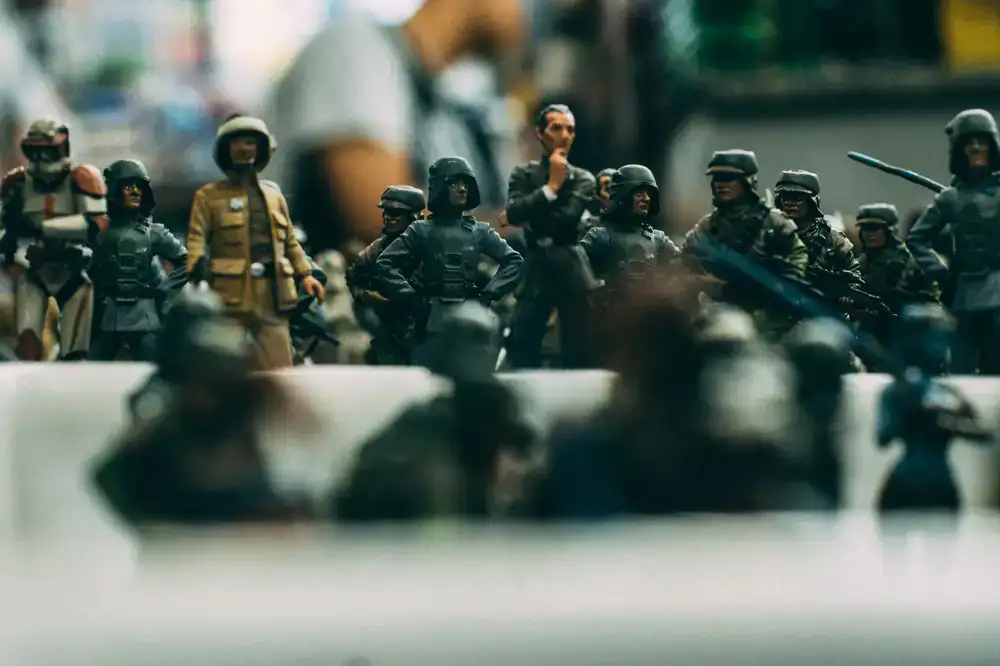 Macro shot of a highly detailed painted miniature warlord